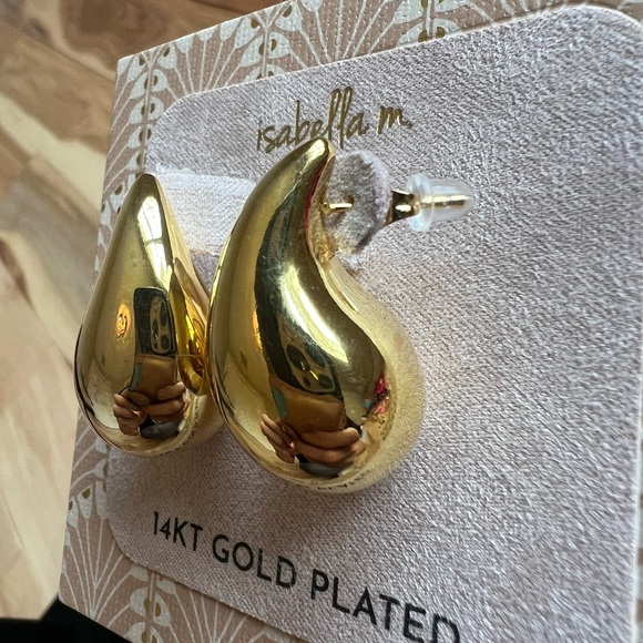 Jewelry - Gold Puff raindrops earrings by Isabella M